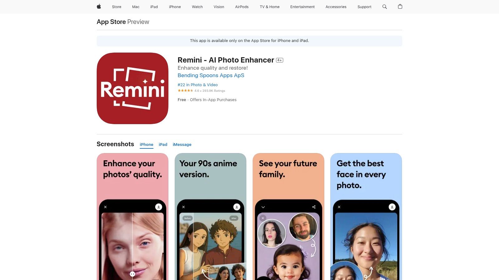 Remini (Mobile App – iOS)